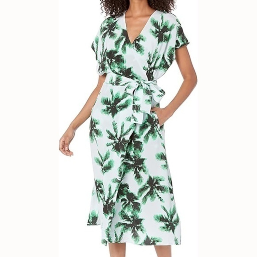 Equipment.‎ Bijou Palm Print Silk Midi Dress.